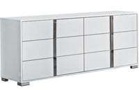 Freya Modern Storage Dresser and Mirror White High Gloss