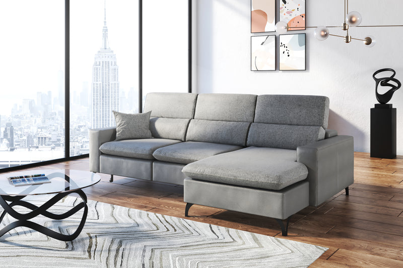 Gianna Grey Fabric Sectional Sofa
