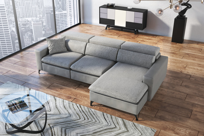 Gianna Grey Fabric Sectional Sofa