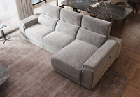 Lucia Light Grey Power Reclining Fabric Sectional Sofa with Storage Chaise