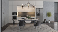 Polla White Ceramic table with extensions with Vittoria Dark Grey Chairs