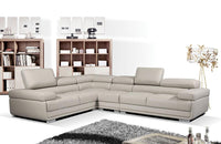 Mavis Light Grey Leather Sectional Sofa