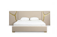 Modrest Aspen Eastern King Glam Beige Bonded Leather & Gold Bed