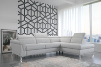Berlin Light Grey Leather Sectional with bed and storage