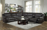 Leonardo Brown Eco-leather Reclining Sectional Sofa