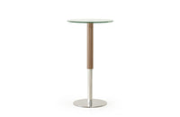 Wyatt Modern Round Glass & Walnut Bar Table