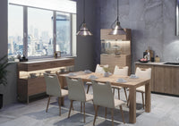 RHINE ASH GRAY TABLE WITH 4 RITZ BEIGE LEATHER CHAIRS