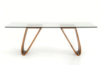 Draper Contemporary Walnut & Glass Dining Table