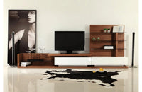 Jefferson Modern Walnut and White High Gloss TV Unit
