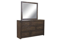 Modern Loft 6 Drawer Asymmetrical Dresser and Mirror Brownstone