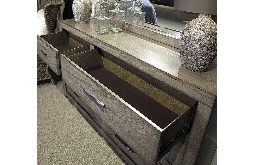 Modern Loft 6 Drawer Asymmetrical Dresser and Mirror Greystone Modern Loft 6 Drawer Asymmetrical Dresser and Mirror Greystone