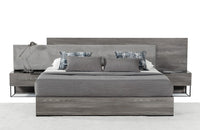 Nova Domus Enzo Italian Modern Grey Oak & Fabric Bed w/ Nightstands