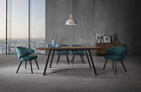 Sadie Modern Walnut & Teal Dining Set
