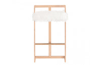 Modrest Halifax Modern White Faux Fur & Rosegold Bar Stool