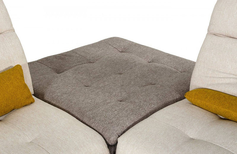 David Ferrari Natura Italian Modern Light Taupe Fabric Sectional Sofa with Manual Recliner