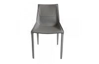 Modrest Halo Modern Light Grey Saddle Leather Dining Chair Set of Two