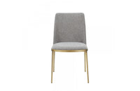 Modrest Brent Contemporary Light Grey Fabric + Brass Dining Chair Set of 2