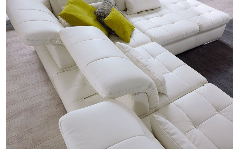 Alpine Sectional Sofa in Punch White Leather