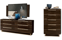 Smart Double dresser w/ mirror and chest Walnut