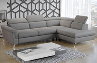 Berlin Grey Leather Sectional with bed and storage