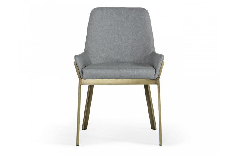 Ohio - Modern Grey & Antique Brass Dining Chair