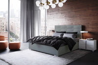 Helga Gray Upholstered Bed with Storage by Nordholtz