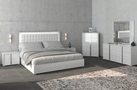 Madrid White Glossy 5 PC King Size Bedroom Set