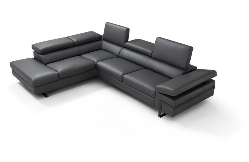 Rimini Italian Leather Sectional Sofa Dark Grey