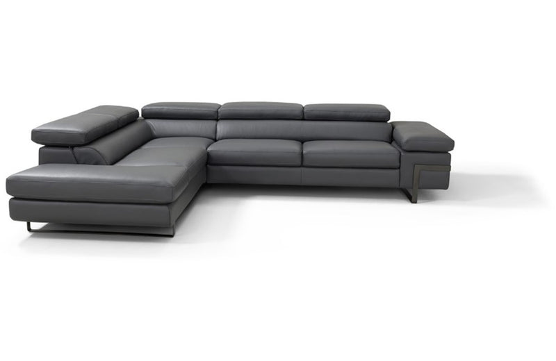 Rimini Italian Leather Sectional Sofa Dark Grey