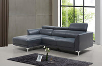 Aarav Blue Leather Sectional Sofa