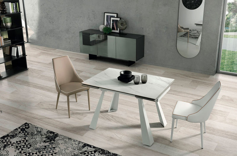Spello White Ceramic Table with extensions
