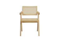 Modrest Aurora Modern Light Rattan and Natural Ash Dining Arm Chair