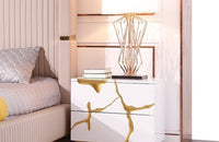 Modrest Aspen Modern White & Gold 2-Drawer Nightstand