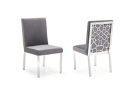 Modrest Reba Modern Grey Velvet & Stainless Steel Dining Chair (Set of 2)