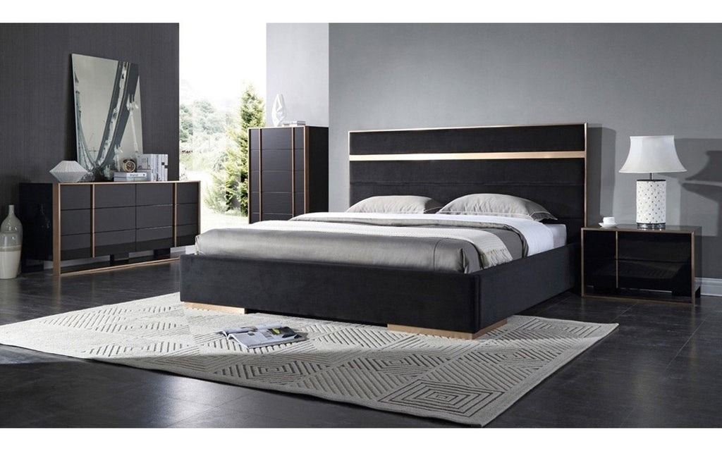 Cartier Modern Black & Brushed Bronze Bedroom Set Cartier Modern Black & Brushed Bronze Bedroom Set