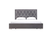 Modrest Audrey Modern Grey Velvet & Stainless Steel Bed
