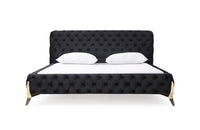 Modrest Legend Modern Black Velvet & Gold Bed