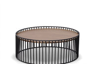 Modrest Bronson Modern Walnut & Black Round Coffee Table