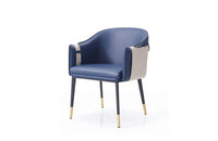 Modrest Calder Blue & Beige Bonded Leather Dining Chair