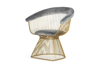 Modrest Chandler Modern Grey Velvet & Gold Dining Chair