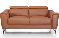 Divani Casa Danis Modern Cognac Leather Brown Loveseat