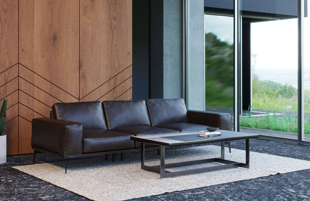 patrice udendørs Galaxy Darwin Italian Modern Dark Brown Leather Sofa | Paramus Mega Furniture