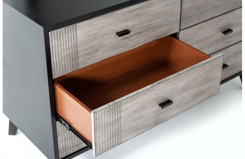 Panther Grey and Black Six Drawer Dresser Panther Grey and Black Six Drawer Dresser
