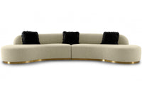 Divani Casa Frontier Glam Beige Fabric Curved Sectional Sofa