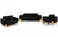 Divani Casa Georgia Modern Velvet Glam Black + Gold Sofa Set