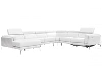 Divani Casa Gilsum White Modern Leather U Shaped Sectional Sofa with Recliner