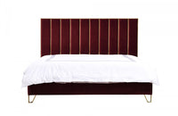 Divani Casa Reyes Modern Red Velvet & Gold Eastern King Bed