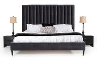 Modrest Hemlock Modern Dark Grey Velvet Bed
