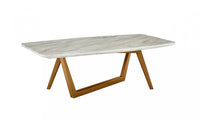 Modrest James Mid Century Walnut + Ceramic Coffee Table