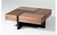 Modrest Makai Modern Walnut & Black Square Coffee Table